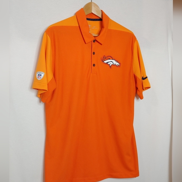 Nike Dri Fit NFL Denver Broncos Golf Polo Orange Large L 836669-827 - Picture 4 of 10